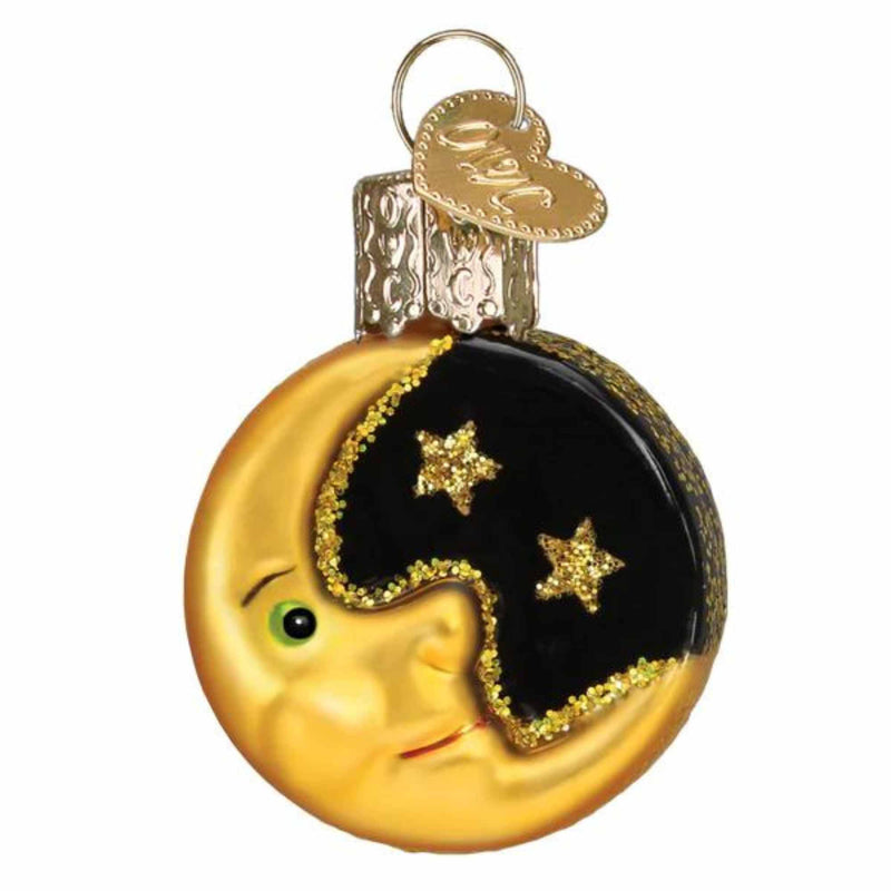 Old World Christmas Mini Moon - One Mini Ornament 1.5 Inch, Glass - Gumdrops Collection Stars 86252 (59385)