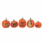 Department 56 Villages Vintage Pumpkins - Five Pumpkins 1.25 Inch, Polyresin - Halloween Ghost Black Cat Boo 6012280 (59441)