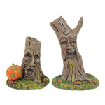 Department 56 Villages Scary Stumps - Two Halloween Accessories 4.0 Inch, Resin - Spooky Leaves Pumpkin Tree 6012295 (59459)