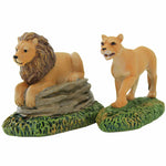 Department 56 Villages Zoological Garden's Lions - Two Figurines 2.25 Inch, Polyresin - Lion Lioness Wildlife 6011454 (59537)