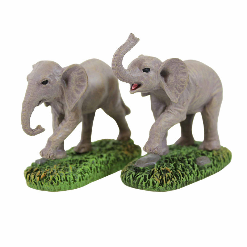 Department 56 Villages Zoological Garden's Elephants - Two Figurines 2.75 Inch, Polyresin - Dickens' Village Largest Mammal 6011453 (59538)