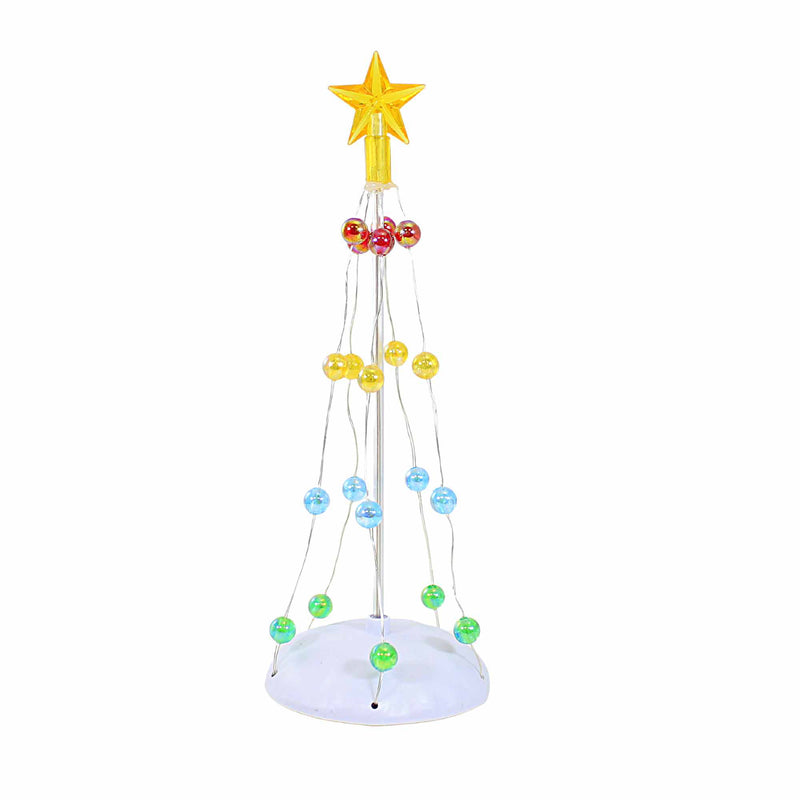 Department 56 Villages Lit Christmas Pole Tree - One Tree 9.25 Inch, Acrylic - Battery Operated Assorted Colored Bulbs 6011460 (59544)