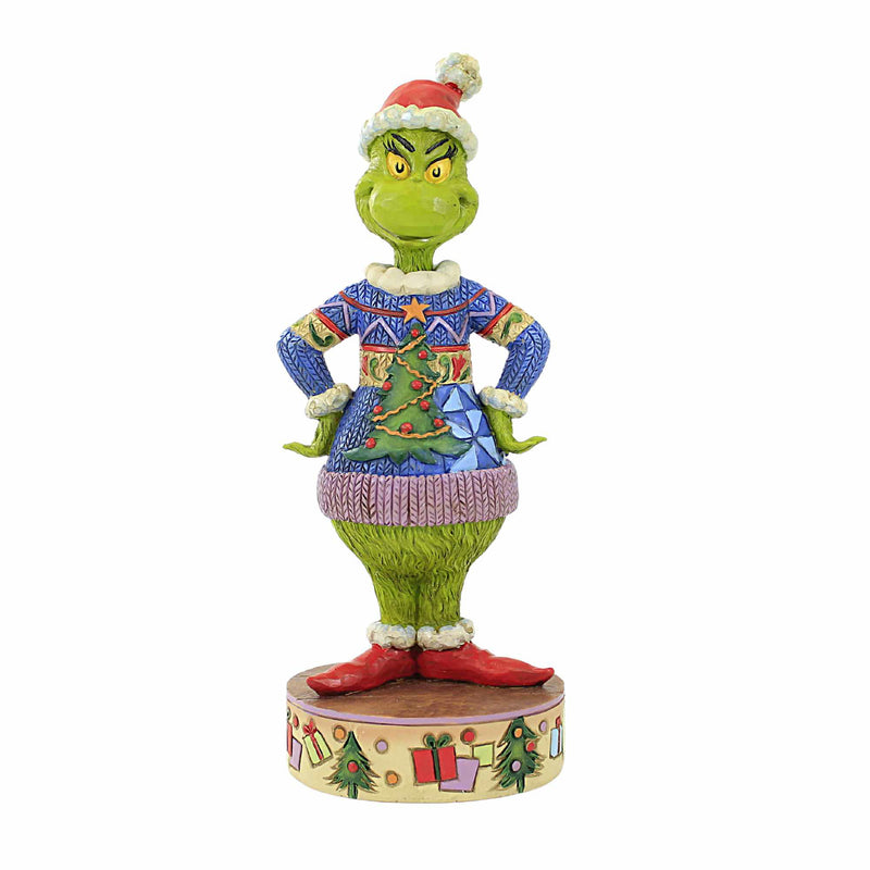 Jim Shore Grinch Wearing Ugly Sweater - One Figurine 8.5 Inch, - Dr. Seuss Christmas Character 6012700 (59792)