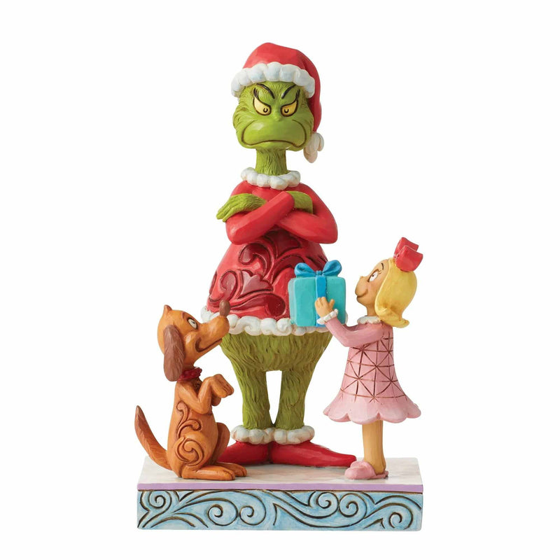 Jim Shore Max And Cindy Giving Gift To Grinch - One Figurine 7.25 Inch, Polyresin - Present Dog 6012698 (59793)