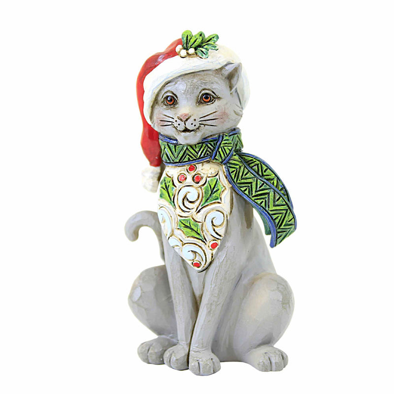 Jim Shore Christmas Cat Mini - One Figurine 4.25 Inch, Polyresin - Santa Hat Christmas 6012961 (59814)