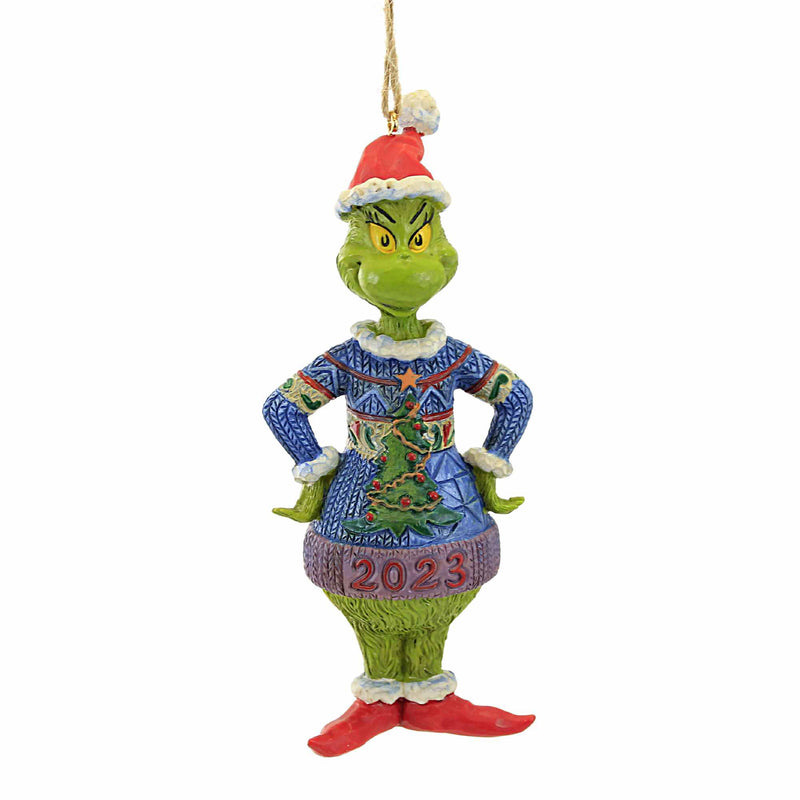 Jim Shore Grinch Wearing Ugly Sweater - One Dated Ornament Inch, Polyresin - Dated Ornament Dr. Seuss 6012707 (59828)