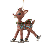 Jim Shore Rudolph Ice Skating Hanging Ornament - One Ornament 3.5 Inch, Polyresin - Red Nosed Reindeer Traditions 6013803 (60134)