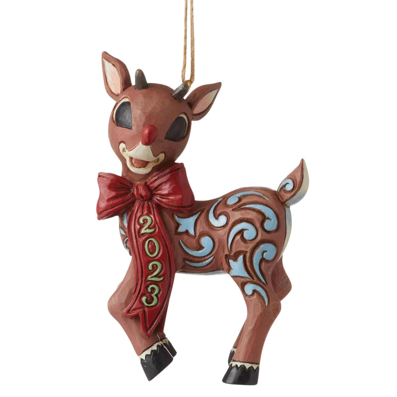 Jim Shore Rudolph 2023 Dated Ornament - One Ornament 3.75 Inch, Polyresin - Red Nosed Reindeer Traditions 6012718 (60135)