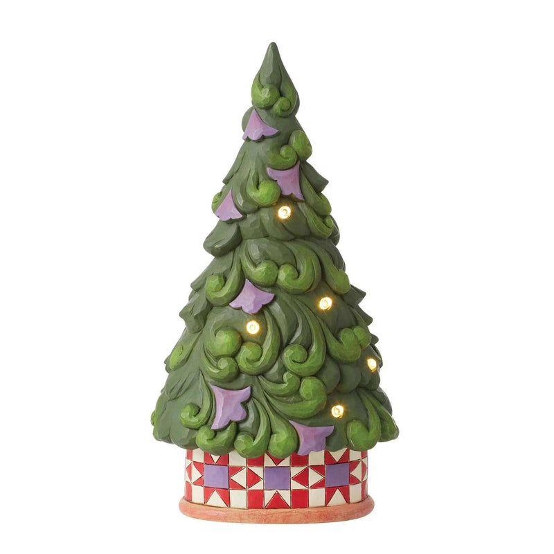 Jim Shore All Spruced Up - One Figurine 8.5 Inch, Resin - Led Tree Star Pattern Base 6012902 (60143)