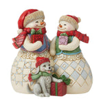 Jim Shore Snuggled Up Together - One Figurine 5.0 Inch, Resin - Snow Couple With Puppy 6012938 (60146)