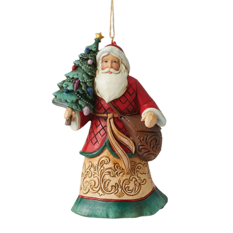 Jim Shore Santa W/Tree & Toybag - One Ornament 4.5 Inch, Polyresin - Heartwood Creek Holiday Season 6012973 (60151)