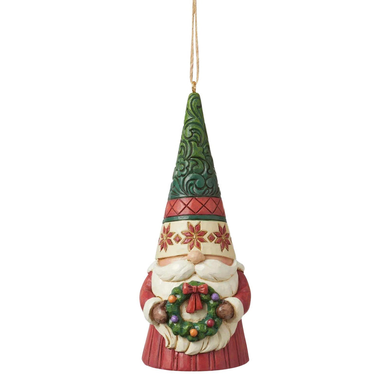 Jim Shore Gnome Holding Wreath - One Ornament 4.5 Inch, Polyresin - Heartwood Creek Ornament 6012977 (60159)