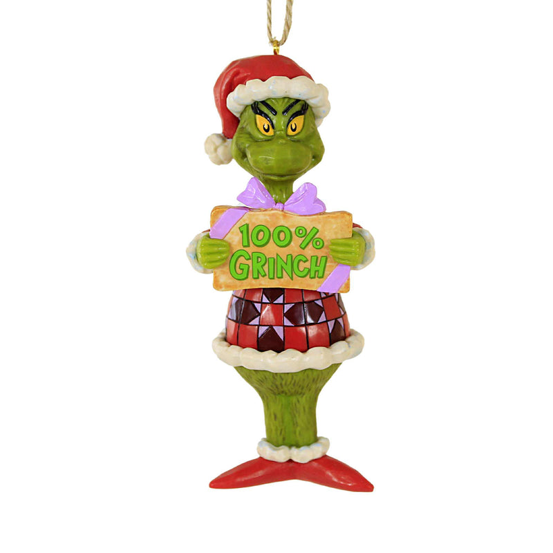 Jim Shore 100% Grinch - One Ornament 5.0 Inch, Polyresin - Dr. Seuss Ornament 6012712 (60169)