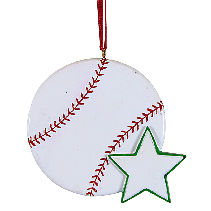 Craftoutlet.Com Baseball With Star - One Ornament 3.25 Inch, Polyresin - Christmas Sport Kk174 (60193)