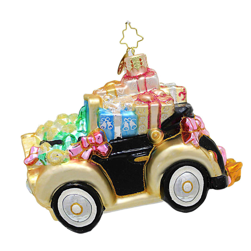 Christopher Radko Company Blissful Buggy Dated 2018 - 1 Glass Ornament 4.00 Inch, Glass - Ornament Limo Wedding Marriage Auto 1019601 (60197)