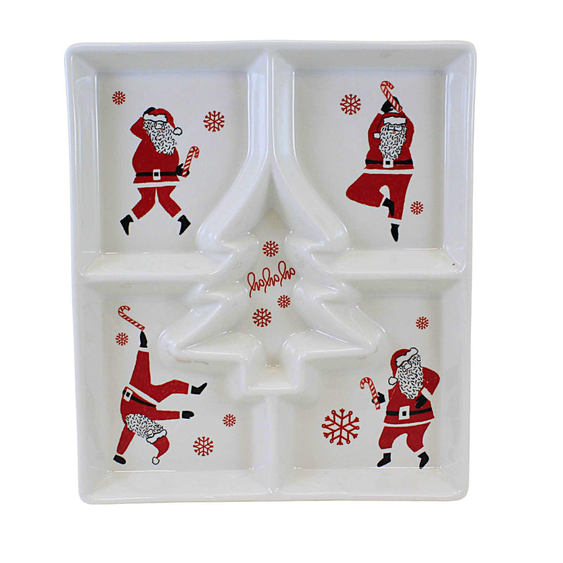 Tag Dancing Santa Divided Dish - One Divided Dish 1.25 Inch, Ceramic - Snowflakes Hohoho Candy Cane G15788 (60199)