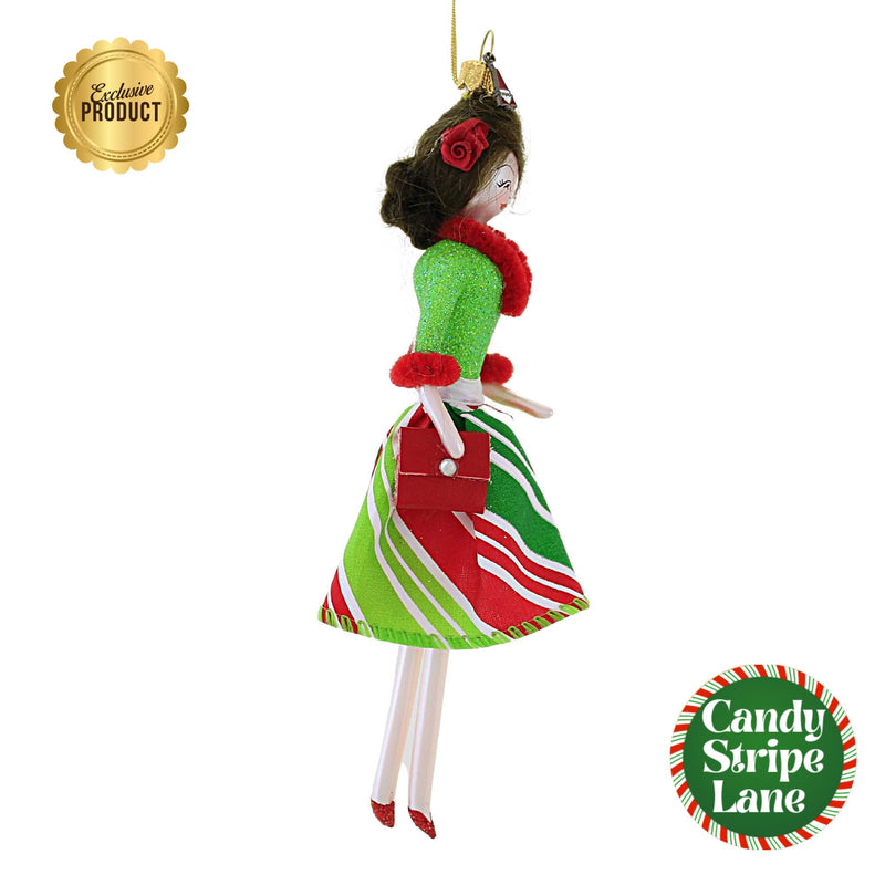 Santa Land Bree In Green & Red Candy Striped Short Skirt - - SBKGifts.com