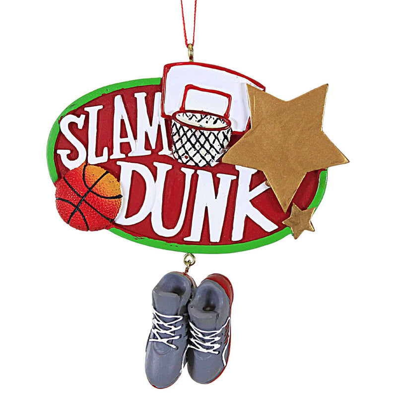 Kurt S. Adler Basketball Slam Dunk Ornament - One Ornament 4 Inch, Polyresin - Gold Star Shoes Net A2046 (60248)