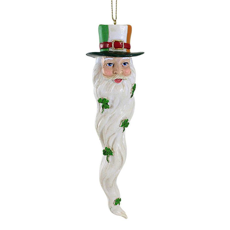 Kurt S. Adler Irish Long Beard Santa Head - One Ornament 6 Inch, Polyresin - Shamrock Irish Flag Festive E0676 (60258)