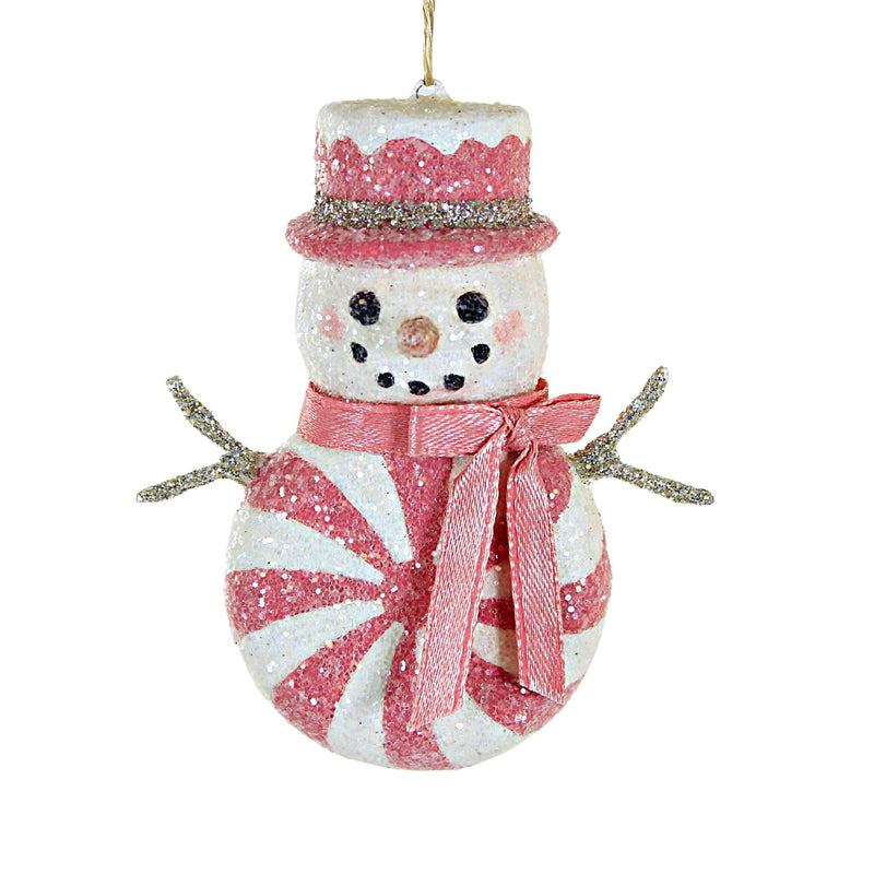 Bethany Lowe Hot Pink Peppermint Snowman Ornament - One Ornament 3.5 Inch, Polyresin - Christmas Carrot Nose Tf2288 (60283)