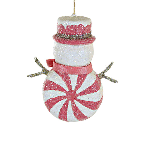 Bethany Lowe Hot Pink Peppermint Snowman Ornament - - SBKGifts.com