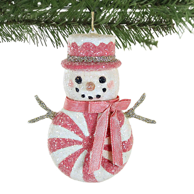 Bethany Lowe Hot Pink Peppermint Snowman Ornament - - SBKGifts.com