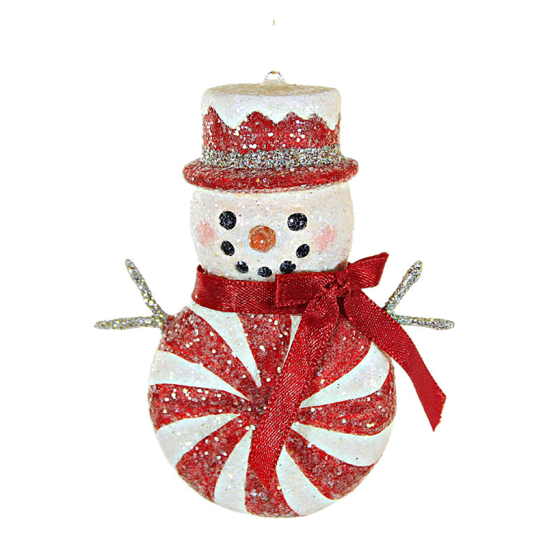 Bethany Lowe Red Peppermint Snowman Ornament - One Ornament 3.5 Inch, Polyresin - Christmas Carrot Nose Tf2287 (60284)