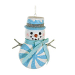 Bethany Lowe Aqua Peppermint Snowman Ornament - One Ornament 3.5 Inch, Polyresin - Christmas Carrot Nose Tf2286 (60285)