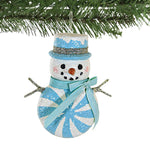 Bethany Lowe Aqua Peppermint Snowman Ornament - - SBKGifts.com