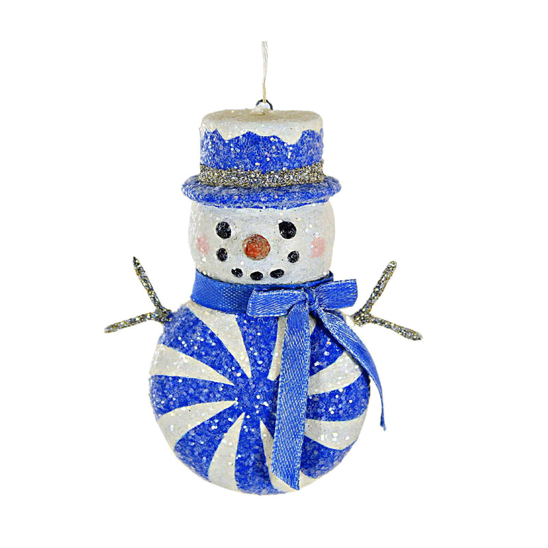 Bethany Lowe Blue Peppermint Snowman Ornament - One Ornament 3.5 Inch, Polyresin - Christmas  Carrot Nose Tf2285 (60286)