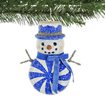 Bethany Lowe Blue Peppermint Snowman Ornament - - SBKGifts.com
