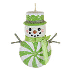 Bethany Lowe Green Peppermint Snowman Ornament - One Ornament 3.5 Inch, Polyresin - Christmas Carrot Nose Tf2284 (60287)