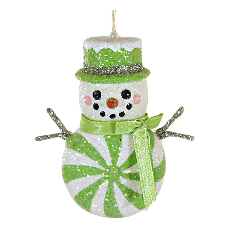 Bethany Lowe Green Peppermint Snowman Ornament - One Ornament 3.5 Inch, Polyresin - Christmas Carrot Nose Tf2284 (60287)