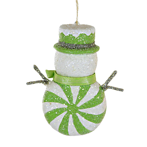 Bethany Lowe Green Peppermint Snowman Ornament - - SBKGifts.com