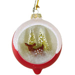 Bethany Lowe Retro Deer Indent Ornament - One Ornament 3.75 Inch, Glass - Christmas Snow Scene Lc2443 (60295)