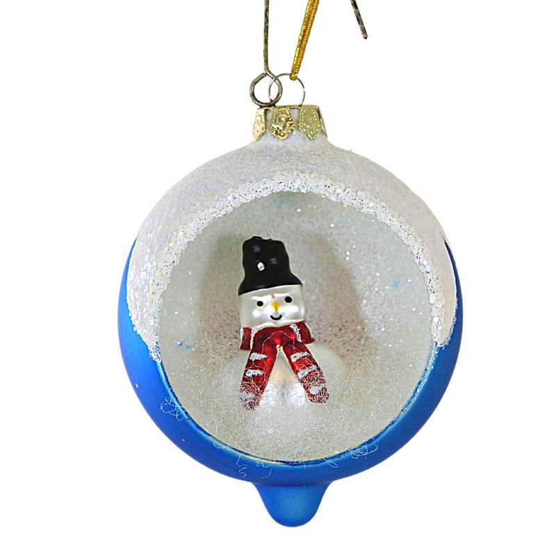 Bethany Lowe Retro Snowman Indent Ornament - One Ornament 3.75 Inch, Glass - Christmas Top Hat Lc2444 (60296)