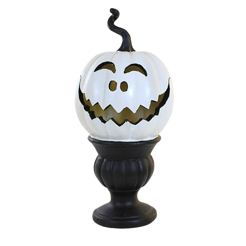 Transpac Pedestal Pumpkin - One Lighted Figurine 10.75 Inch, Polyresin - Th00585 (60316)