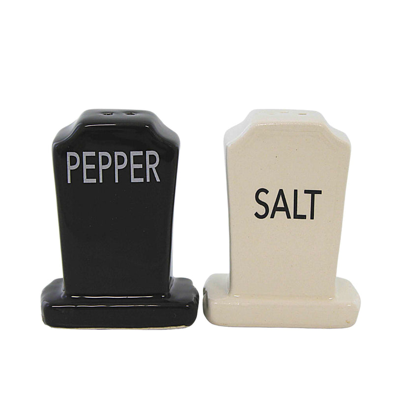 Transpac Spooky Salt And Pepper Set - Set Of Salt And Pepper Shakers 2.75 Inch, Dolomite - Halloween Gravestones R00314 (60318)