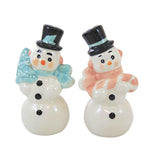 Transpac Retro-Looking Snowman Salt And Pepper Set - One Set Of Salt And Pepper Shakers 4.0 Inch, Dolomite - Christmas Pastel Tree Candy Cane Tc01977 (60329)