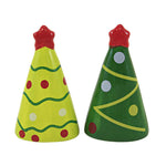 Transpac Christmas Tree Salt And Pepper Shakers - One Set Of Salt And Pepper Shakers 3 Inch, Dolomite - Red Star Seasoning Modern Tc01944 (60331)