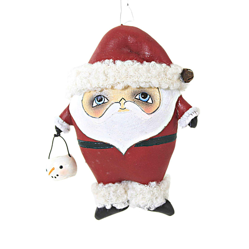 Bethany Lowe St. Nick Ornament - One Ornament 5.0 Inch, Polyresin - Christmas Claus Snowman Bucket Rs2127 (60373)
