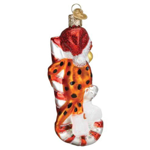 Old World Christmas Chester Cheetah On Candy Cane - - SBKGifts.com