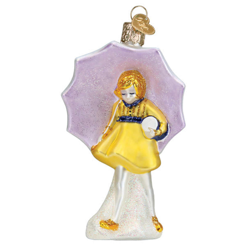 Old World Christmas Morton Umbrella Girl - 1 Glass Tree Ornament 5.0 Inch, Glass - Ornament Little Girl Umbrella 10247 (60422)