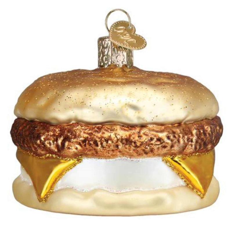 Old World Christmas Breakfast Sandwich - 1 Glass Tree Ornament 2.5 Inch, Glass - Ornament Egg Cheese Sausage 32620 (60425)