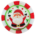 Transpac Jolly Santa Platter - One Round Platter 12 Inch, Glass - Fused Glass Christmas Holly Tc01920 (60502)