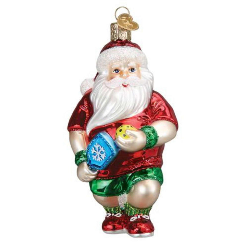 Old World Christmas Pickleball Santa - One Ornament 5.0 Inch, Glass - Christmas Sports Paddle 40339 (60528)