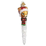 Old World Christmas Reindeer Icicle - One Ornament 6.0 Inch, Glass - Ornament Santa Hat 12677 (60542)