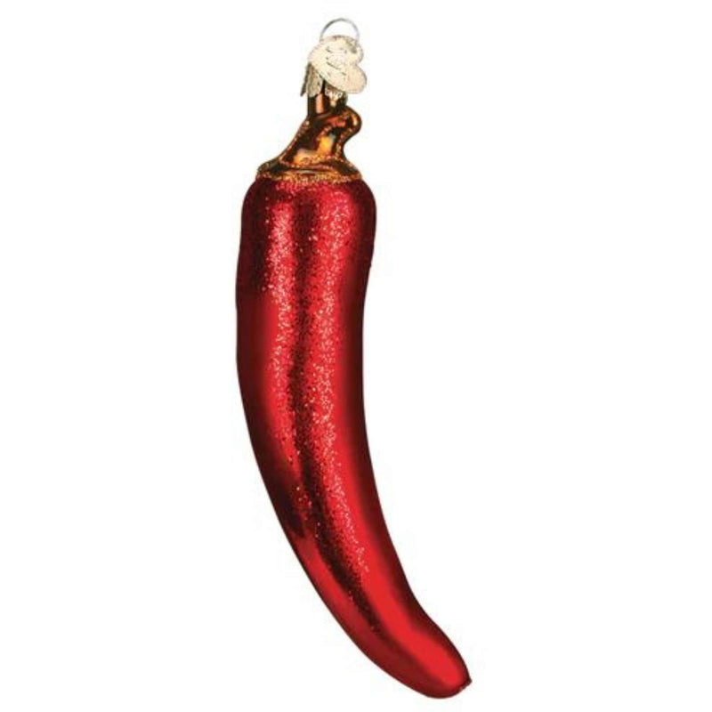 Old World Christmas Red Chili Pepper - One Ornament 5.5 Inch, Glass - Spicey Ornament 28147 (60547)