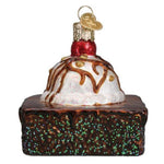 Old World Christmas Brownie A La Mode - One Ornament 3.0 Inch, Glass - Chocolate Treat Ornament 32512 (60551)