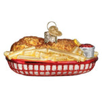 Old World Christmas Chicken Basket - One Ornament 1.75 Inch, Glass - Red Basket Fries Ketchup 32571 (60552)